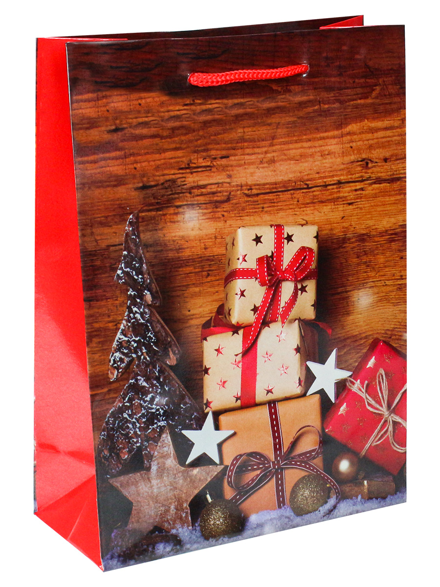 Optima Пакет подарочный с гл. лам. 26,4x32,7x8 см  (L) Рождественский сюрприз, 128 г ПКП-6141