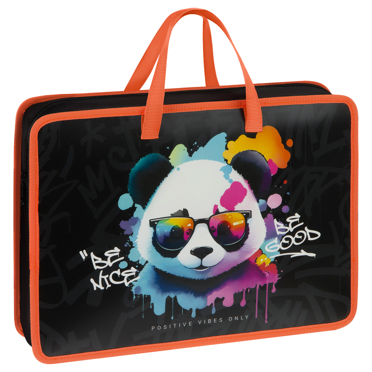 Папка с ручками А4 ArtSpace The Colored Panda, пластик, на молнии, 70мм
