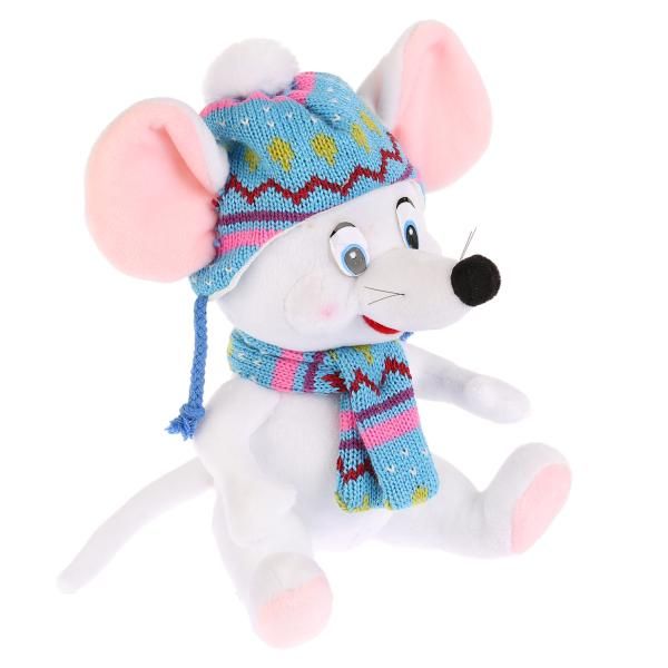 Игрушка мягкая Мышь в зимнем шарфе и шапке, 18см, без чипа в пак. Мульти-пульти в кор.24шт (Вид 1)