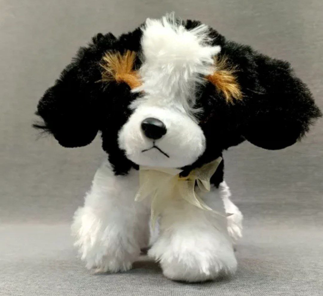 Мягкая игрушка собачка ,цвет черный/белый,20 см