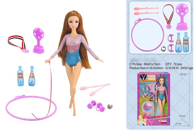 Кукла 91050-B Гимнастка в кор.