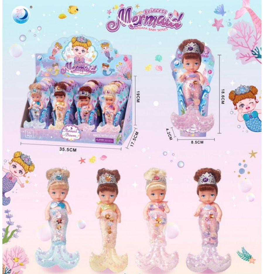 Кукла малышка A769B Русалочка на блист. (шоубокс 16шт)