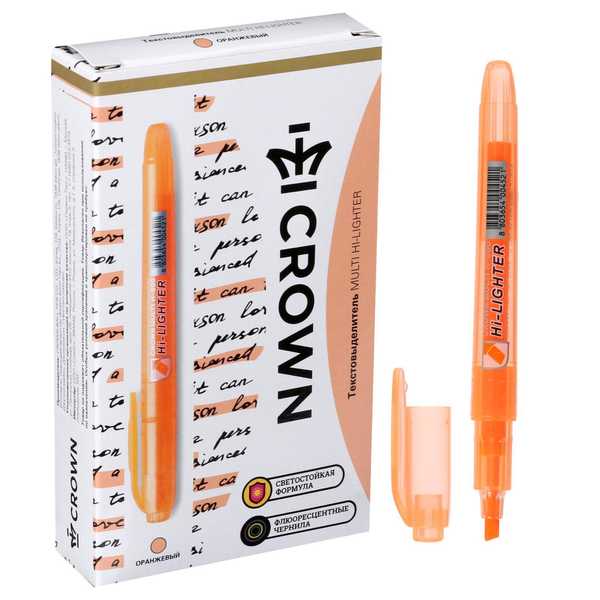 Текстовыделитель Crown Multi Hi-Lighter оранжевый, 1-4мм 207931
