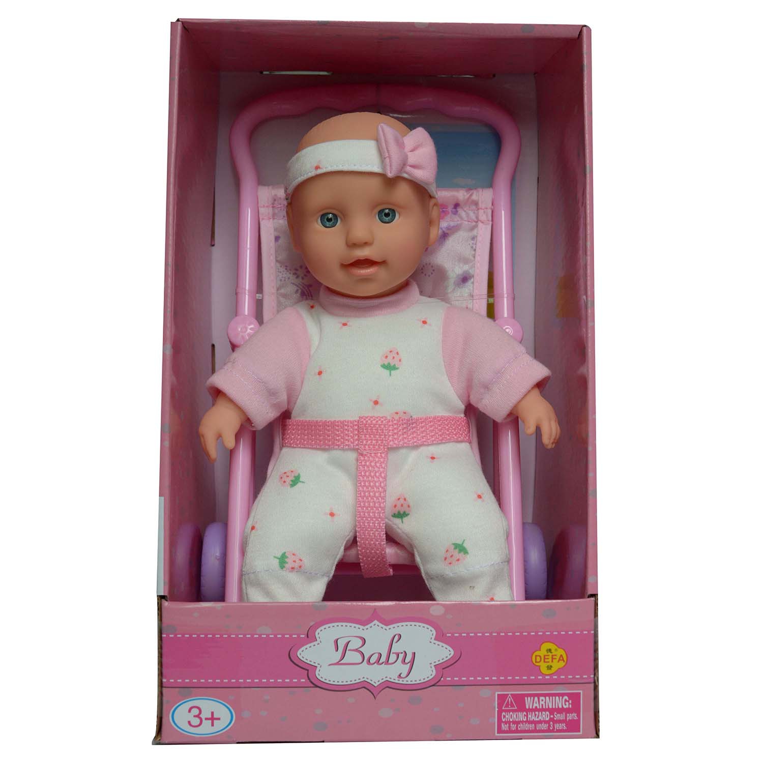 Кукла-младенец DEFA Lucy Пупс в коляске (23 см., в ассорт.) (10702070/220218/0022043/1, КИТАЙ) (Вид 1)