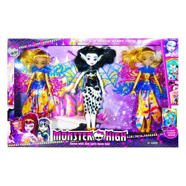 Куклы Monster High в наборе 3 штуки.Руки-ноги гнутся.44*30*5 см.1/72.Арт.MG-334 (Вид 1)