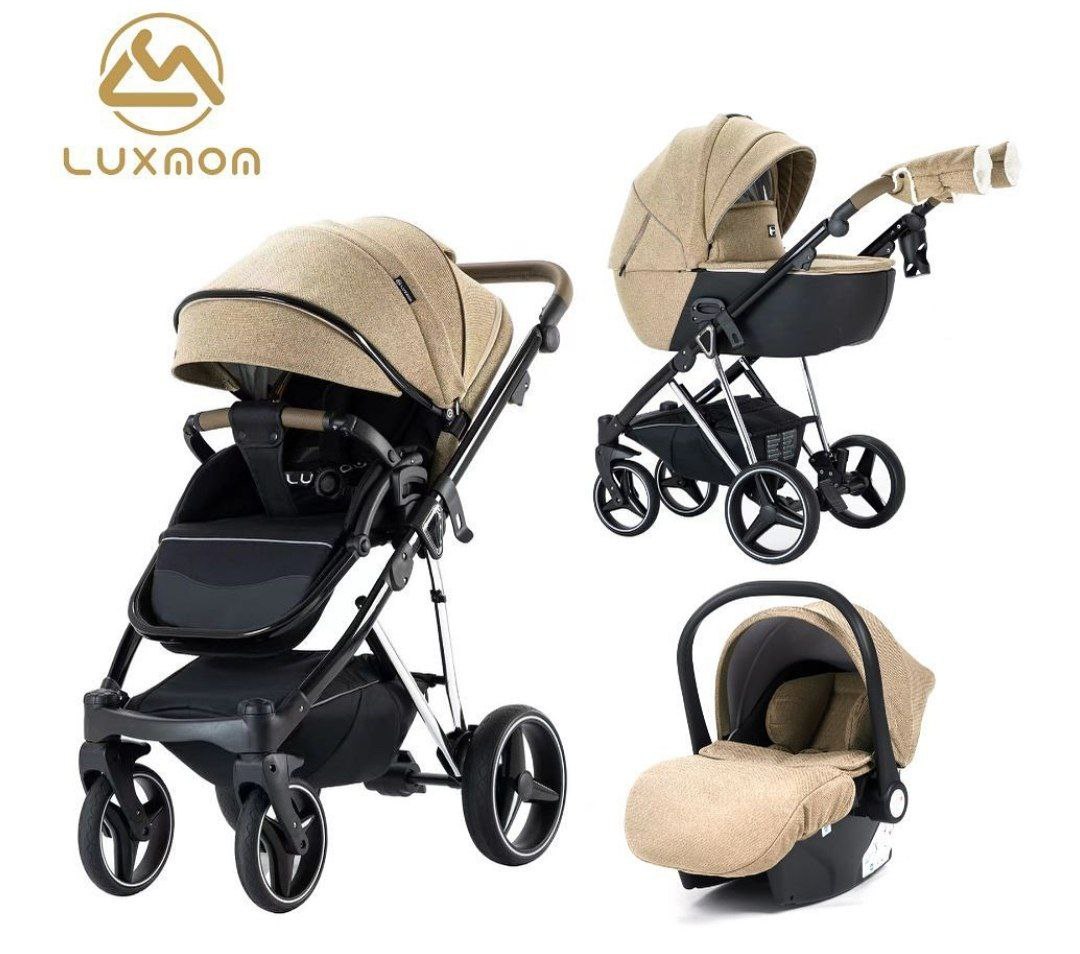 Коляска детская 3в1 Luxmom арт.F1+С коричневая
