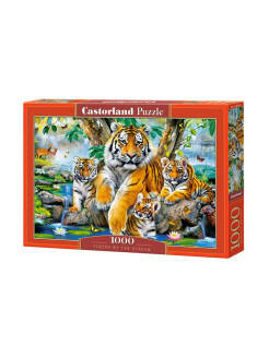 Пазл 1000 Семья тигров у реки С-104413 Castor Land (Вид 1)