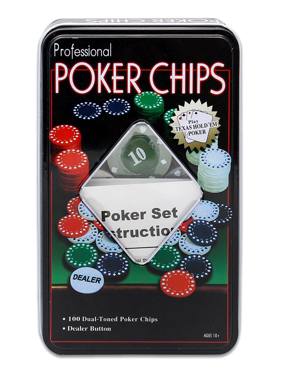 Набор для покера Poker chips в металлическом футляре, 100 фишек с номиналом ИН-3727