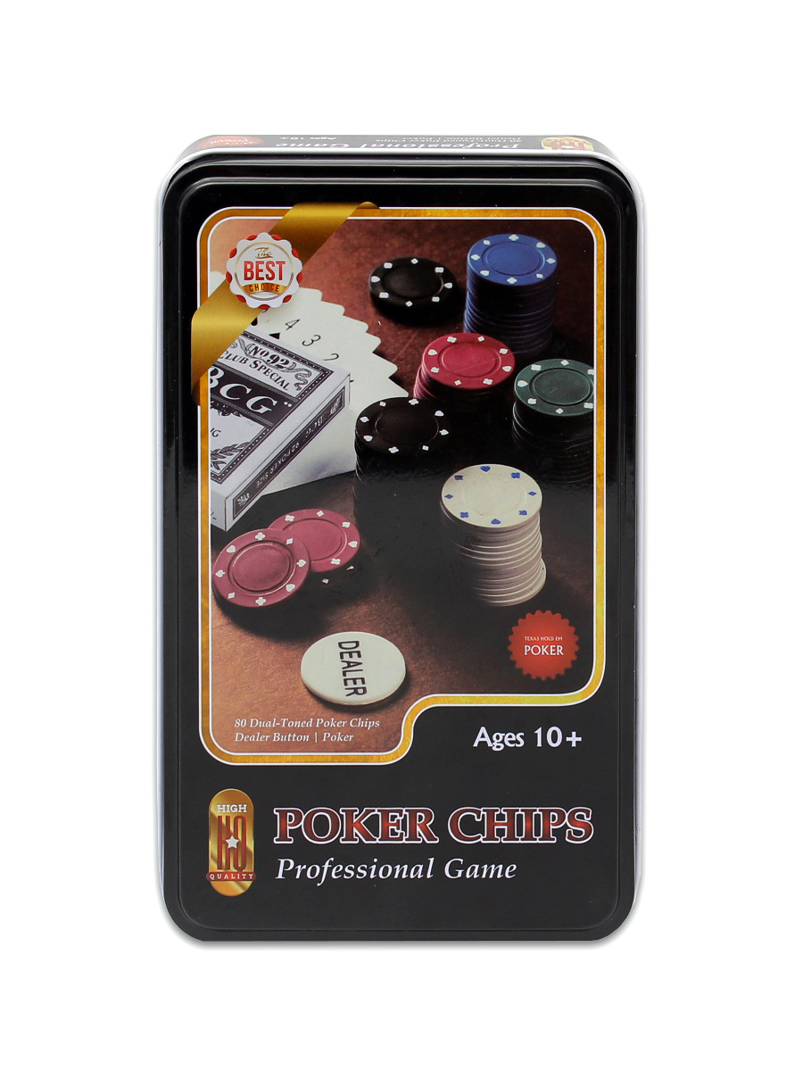 Набор для покера Professional Poker в металлическом футляре, 80 фишек с номиналом ИН-3728