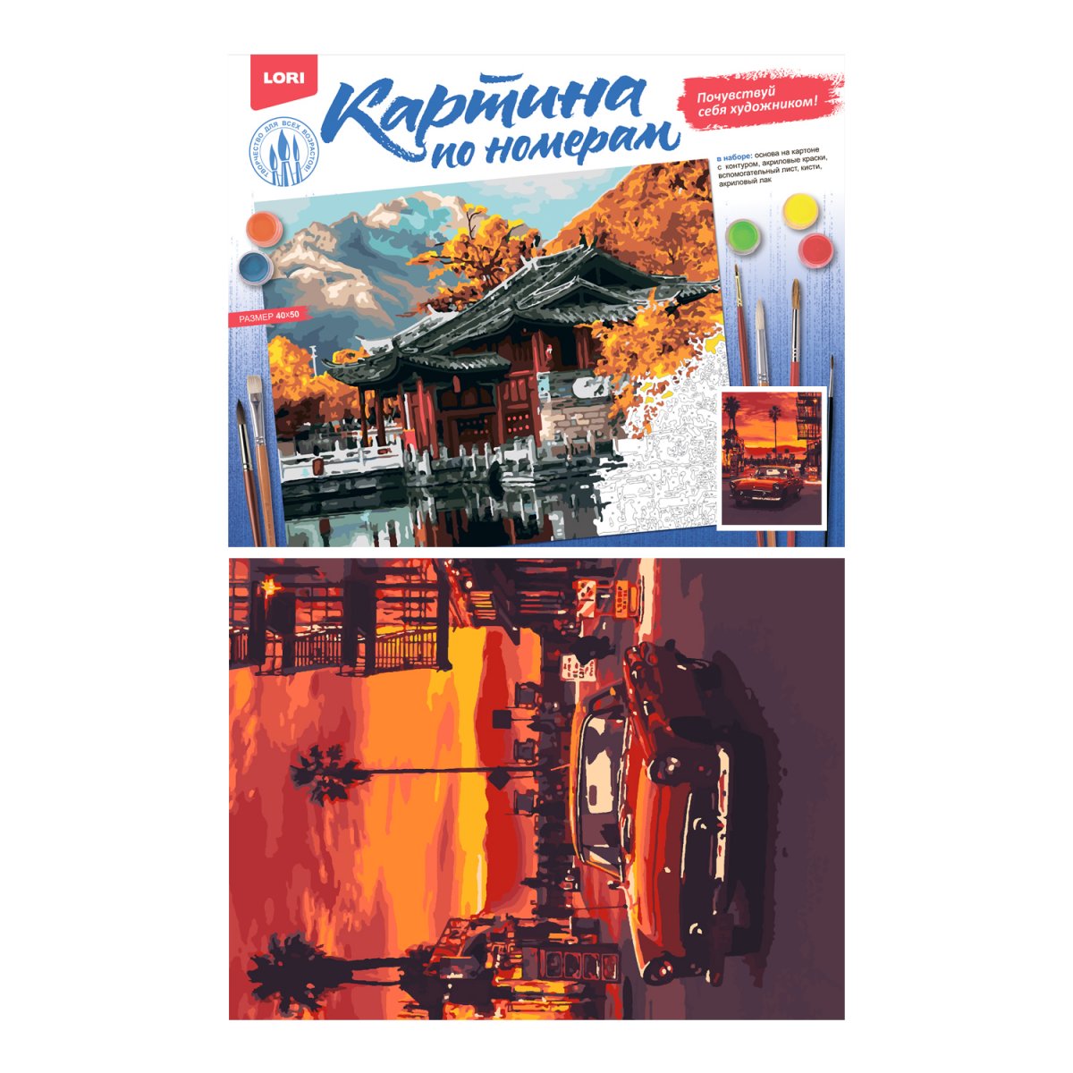 Кпн-297 Картина по номерам на картоне 40*50 см Калифорния