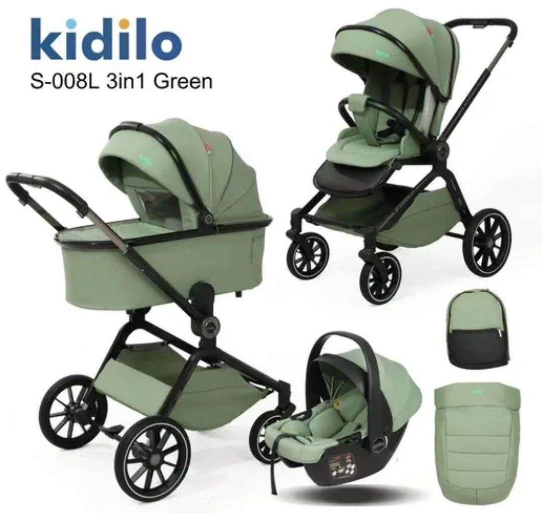 Детская коляска,цвет зеленый  арт.S-008 L Kidilo