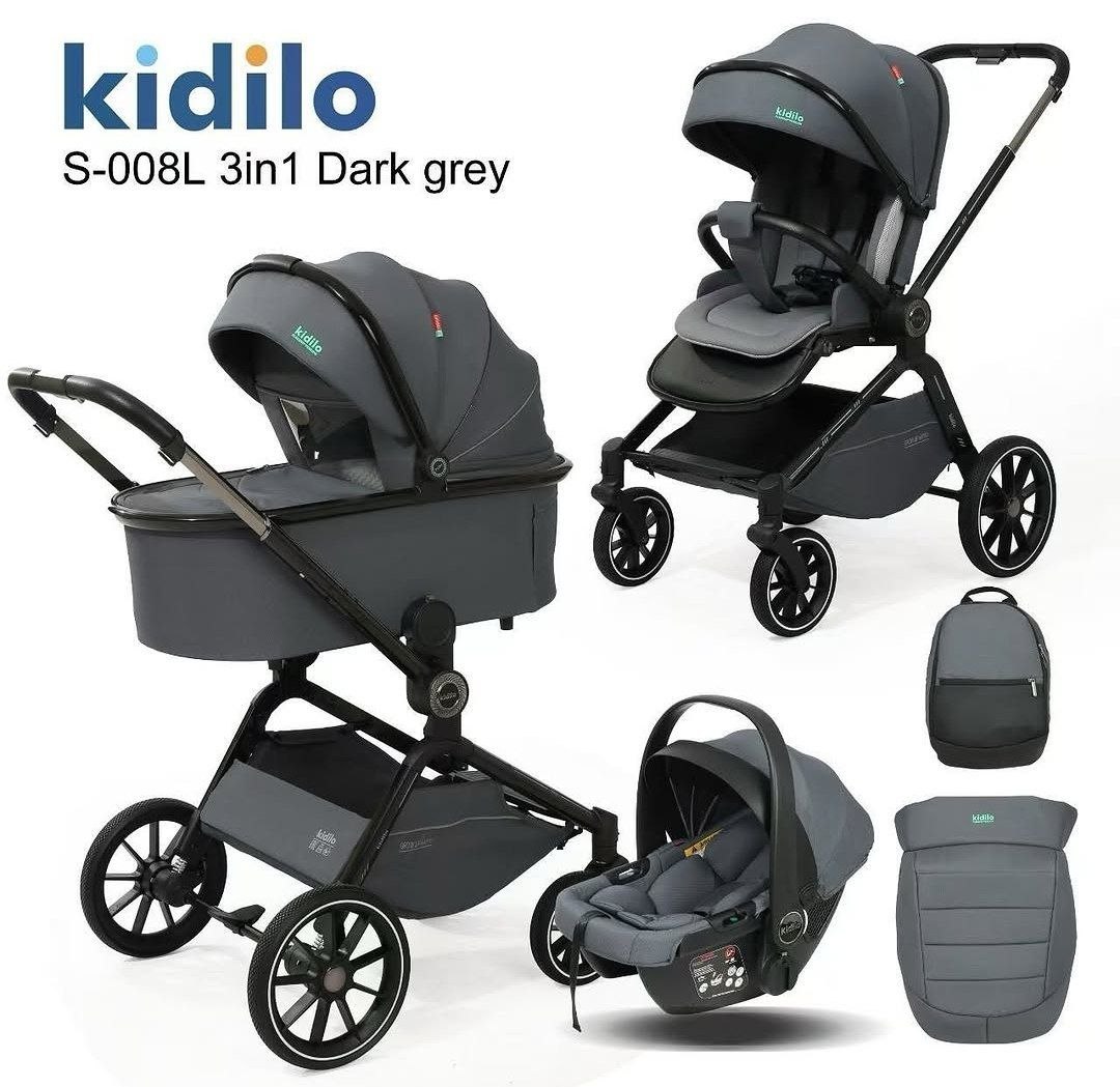 Детская коляска,цвет  серый арт.S-008 L Kidilo