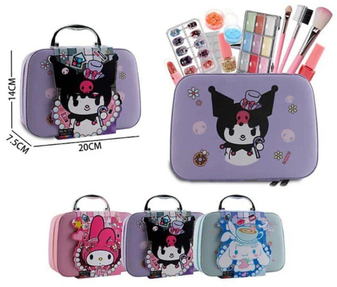 Косметика натуральная в чемодане Hello Kitty,Kuromi.19.5*13.2*7 см.1/60.Арт.B340