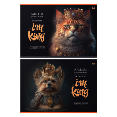 Альбом для рисования 40л., А4, на скрепке BG The King
