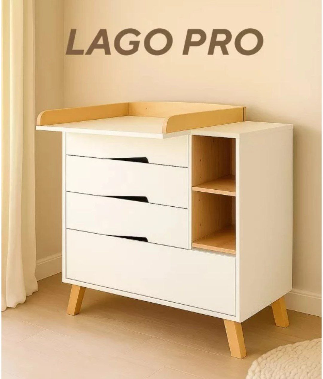 Комод RANT LAGO PRO с органайзером 80 см. 4 ящика (арт.124) Cloud White