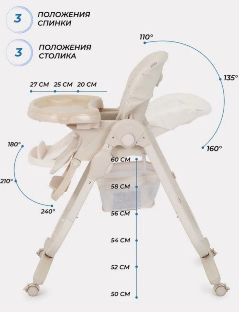 Стульчик для кормления CAFE RH300 Light Beige (Вид 5)