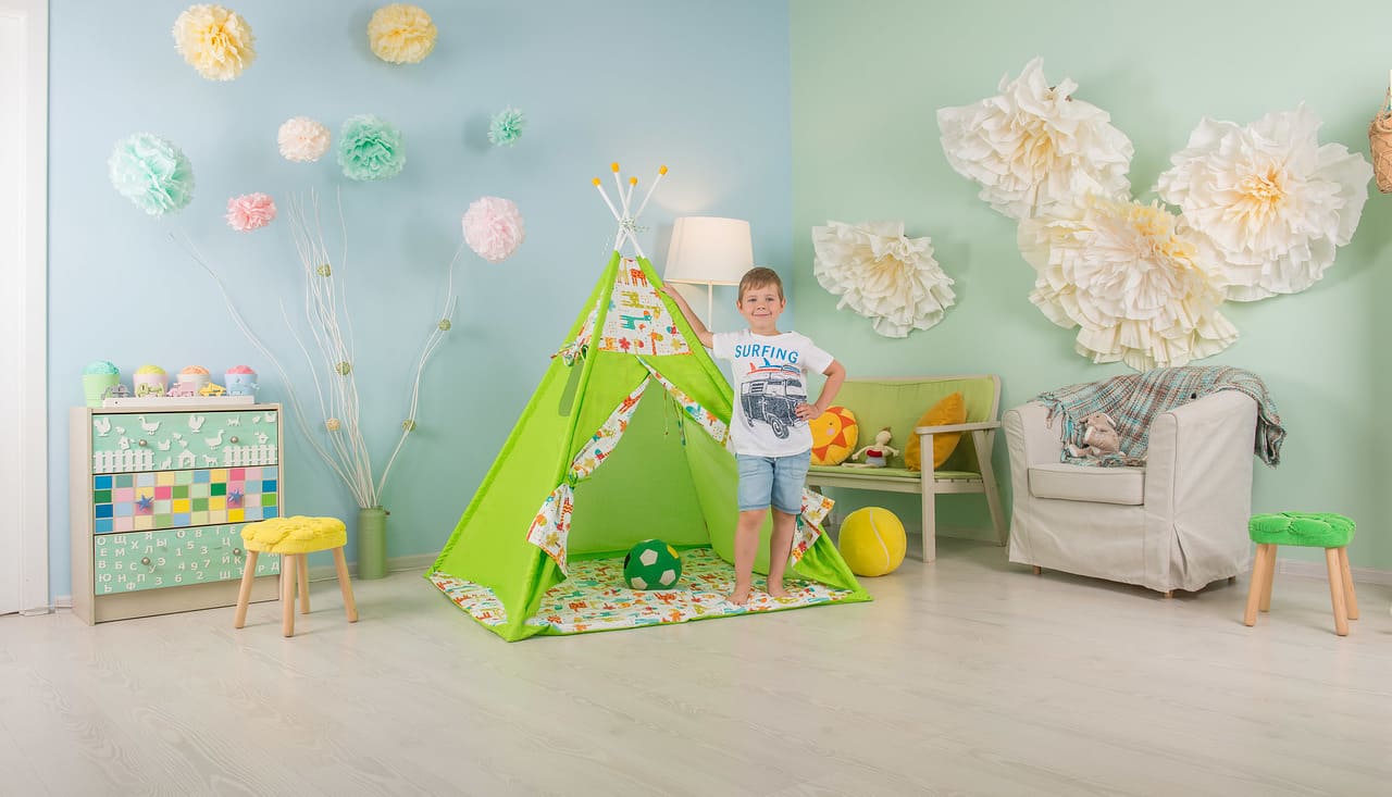 Палатка-вигвам детская Polini kids Жираф, зеленый (Вид 5)