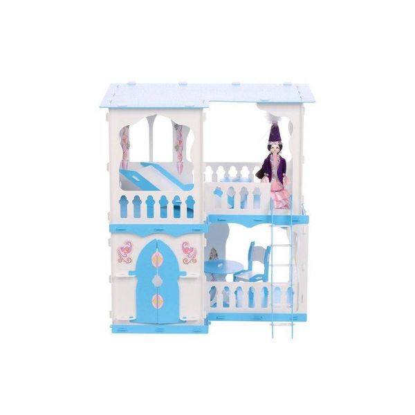 Домик для кукол Дом Алсу бело-голубой с мебелью
