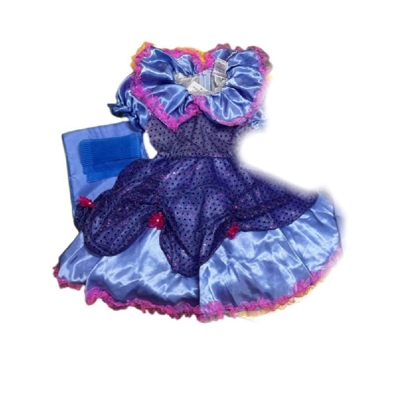 Карнавальный костюм детский Мальвина №1 (р-р 32, 7-9 лет; комплект: бант, парик, платье, пояс, шор (Вид 1)