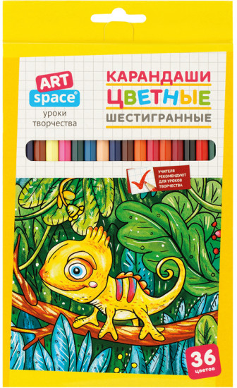 Карандаши цветные ArtSpace Милые зверушки, 36цв., заточен., картон, европодвес (Вид 1)