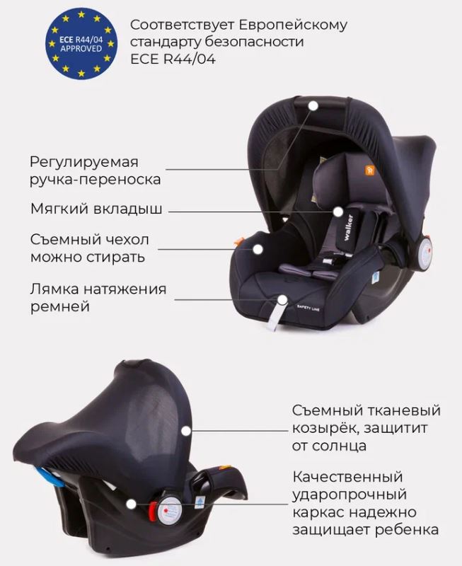 Автокресло LB-327 Walker RANT basic (Black) группа 0+ (0-13 кг) (Вид 2)