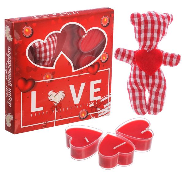 Подарочный набор игрушка и 3 свечи Love!, 15 х 15 см 2544873 (Вид 1)