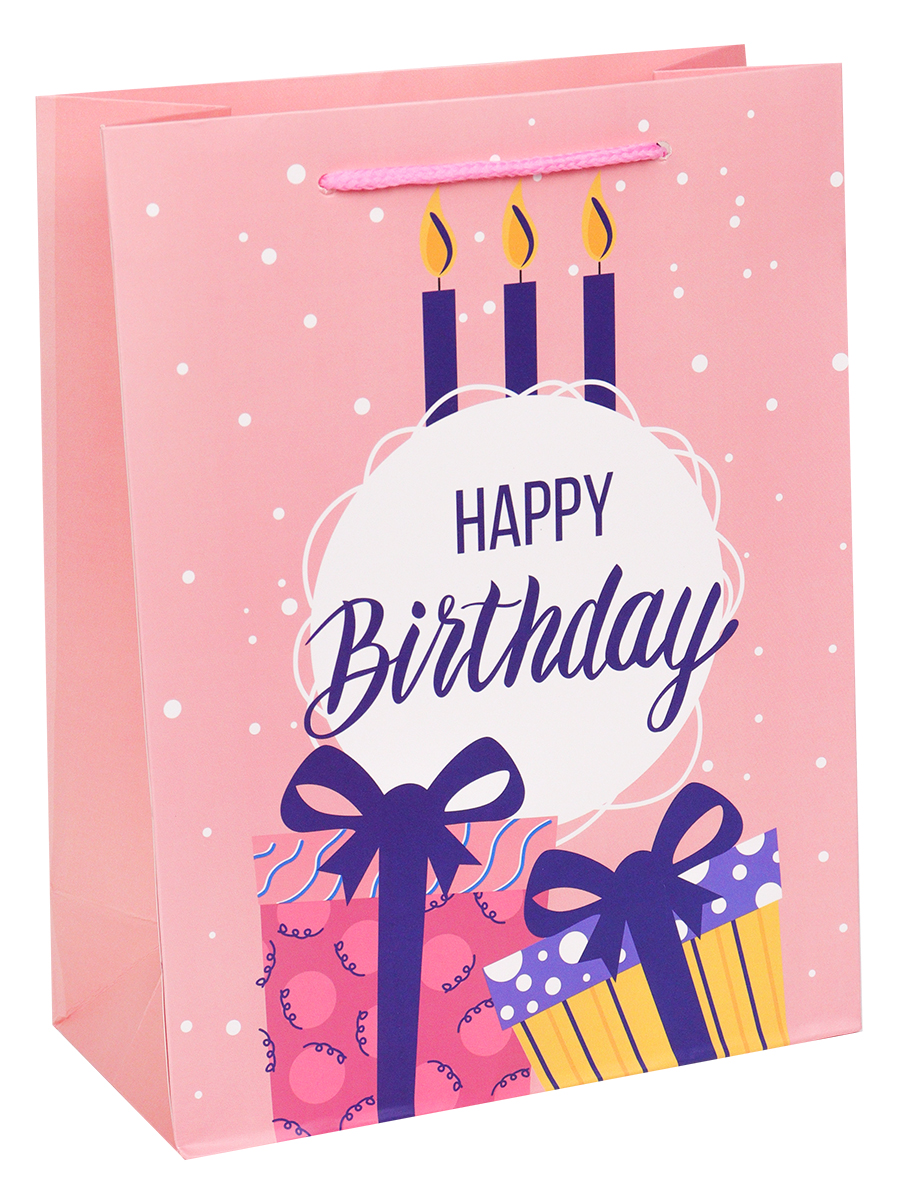 Dream cards Пакет подарочный с мат. лам. Подарки и свечи на день рождения 31х42х12 см, 210г ППК-1949 (Вид 1)
