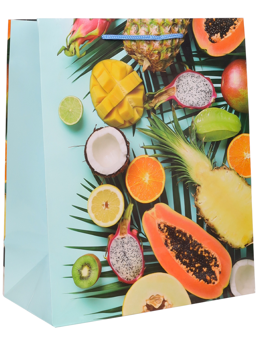 Пакет подарочный с глянцевой ламинацией 32,4x44,5x10,2 см  (XL) Тропические фрукты, 157 г ППК-7468