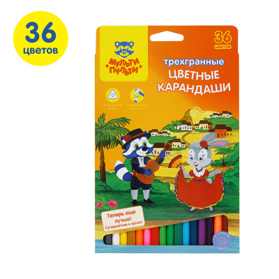 Карандаши цветные Мульти-Пульти Енот в Испании, 36цв., трехгран., заточен., картон, европодвес