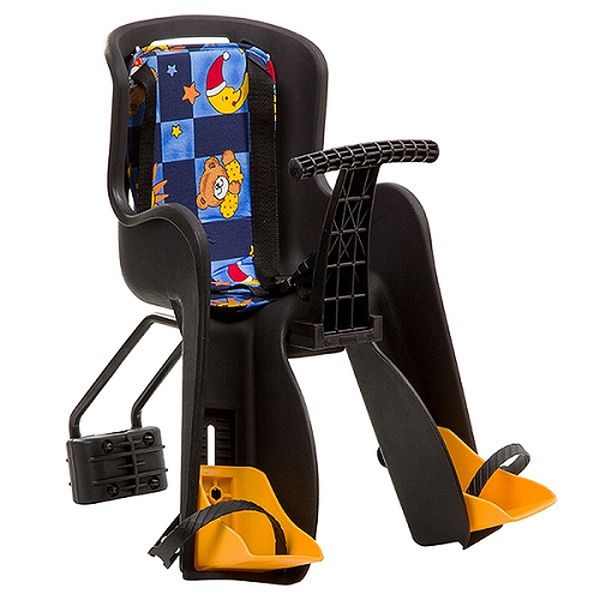 Велокресло детское GH-908E переднее с разноцветным текстилем (Чёрное Х95384) (Вид 1)