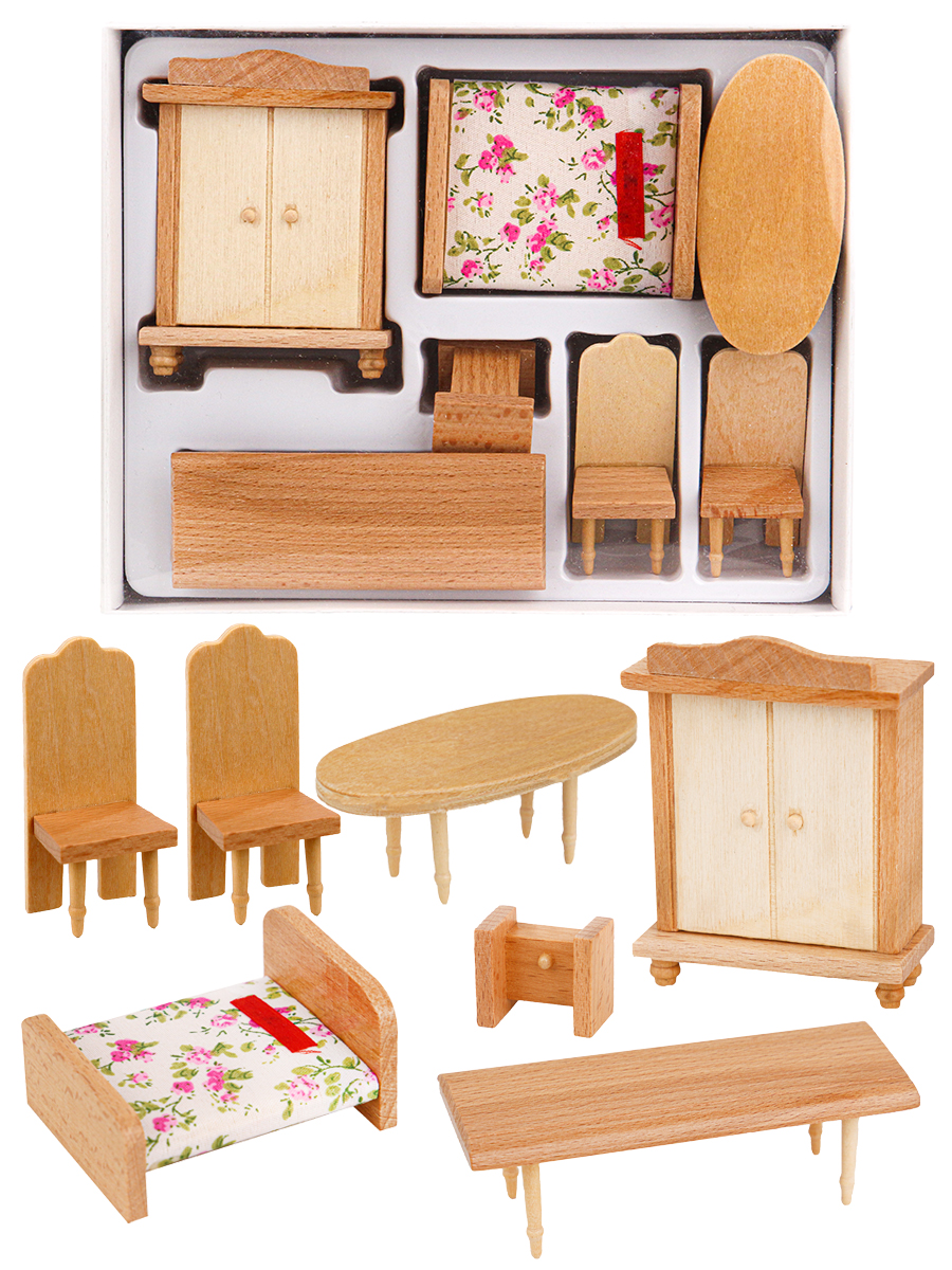  Набор игрушечной мебели деревянной. ГОСТИНАЯ-2 (7 предметов) (пласт.коробка) (Арт. AN02290)
