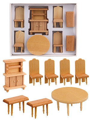  Набор игрушечной мебели деревянной. ГОСТИНАЯ-3 (8 предметов) (пласт.коробка) (Арт. AN02291)