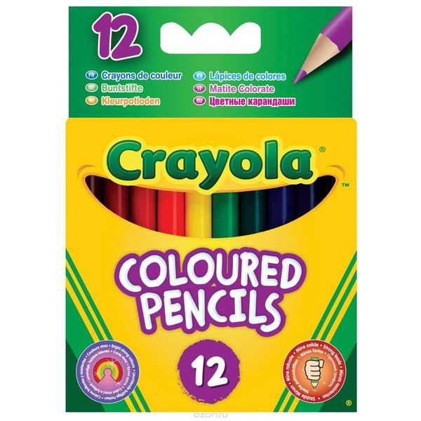 Карандаши 12 коротких цветных Crayola