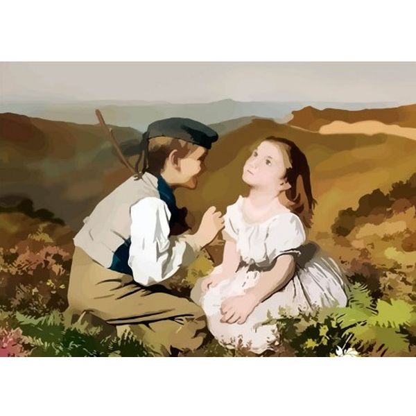 Картина по номерам Девочка и мальчик в поле 40*50 (Вид 1)
