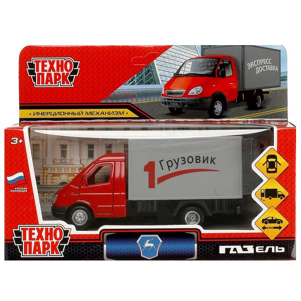 Машина металл газ-3302 газель  12,7 см, двери, багаж, инерц, красный, кор. Технопарк в кор.2*36шт