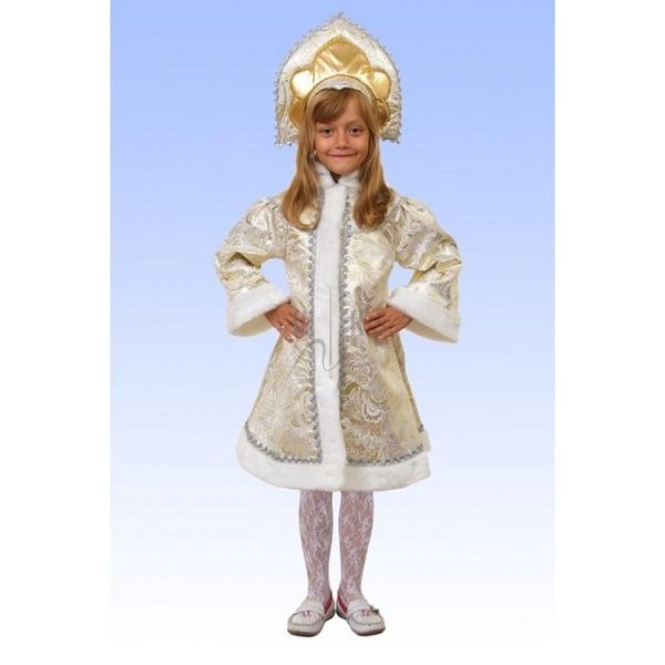 Карнавальный костюм детский Снегурочка девочка-1 (золотой, р-р 30, 4-6 лет; комплект: головной убо