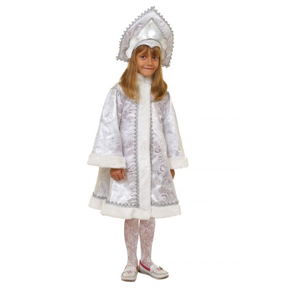 Карнавальный костюм детский Снегурочка девочка-1 (серебряный, р-р 30, 4-6 лет; комплект: головной 