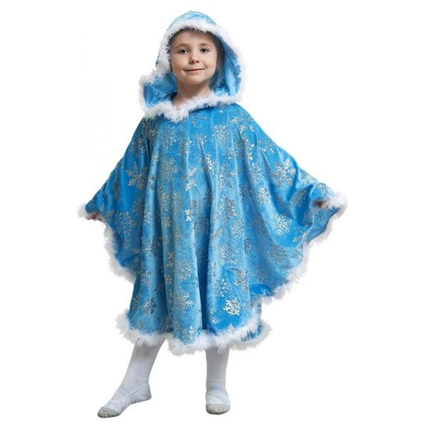 Карнавальный костюм детский Зимушка детская (голубой, б/р; комплект: накидка, головной убор)