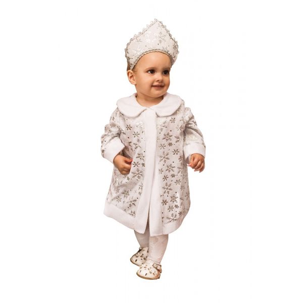 Карнавальный костюм детский Снегурочка-малышка белая (р-р 26; комплект: головной убор, халат)
