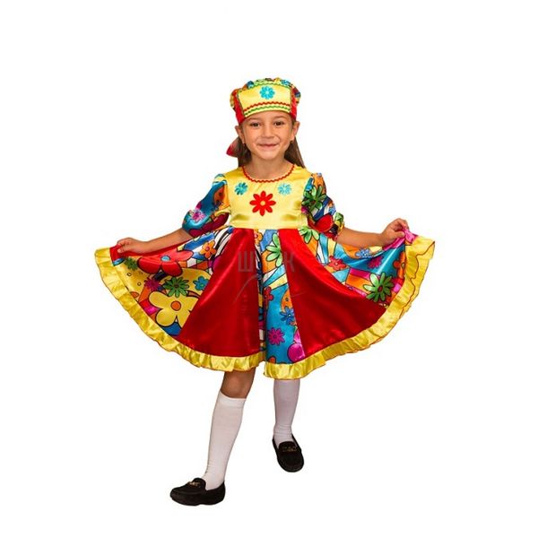 Карнавальный костюм детский Кадриль (р-р 32; комплект: головной убор, платье)