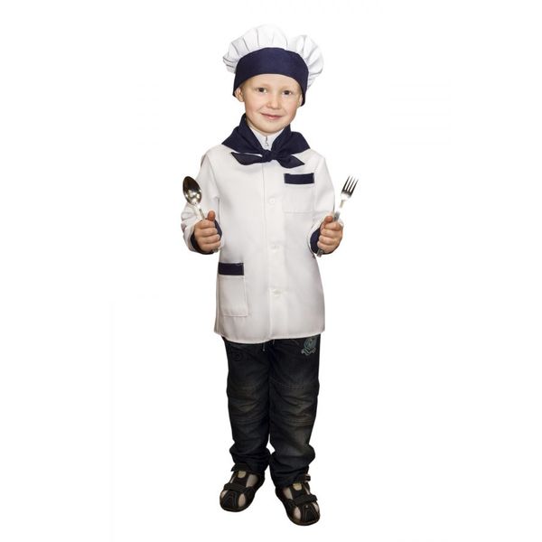 Карнавальный костюм детский Повар мальчик (р-р 28; комплект: берет, касынка, куртка)