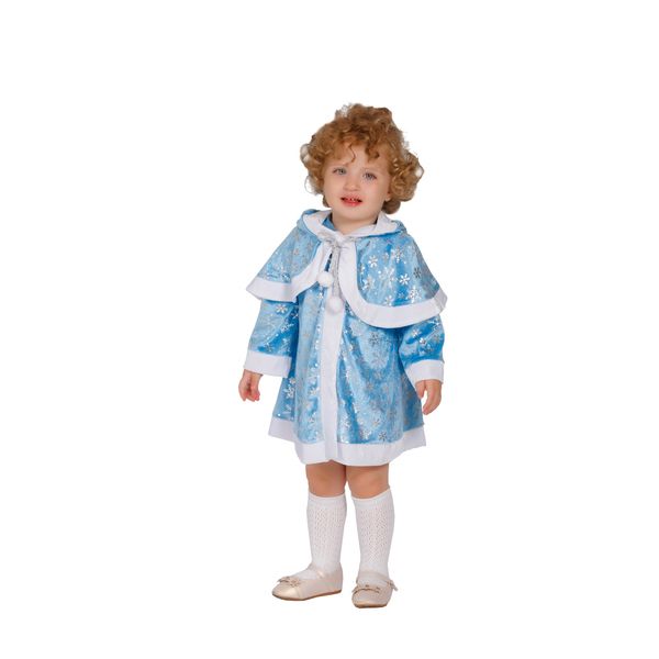 Карнавальный костюм детский Снегурочка-малышка голубая (р-р 24; комплект: халат, накидка)