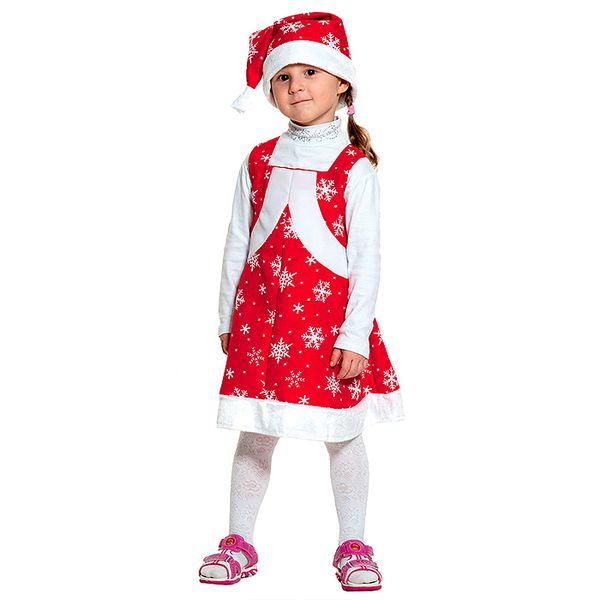 Костюм карнавальный Мисс Санта ткань-плюш (3-6 лет, рост 92-122 см)