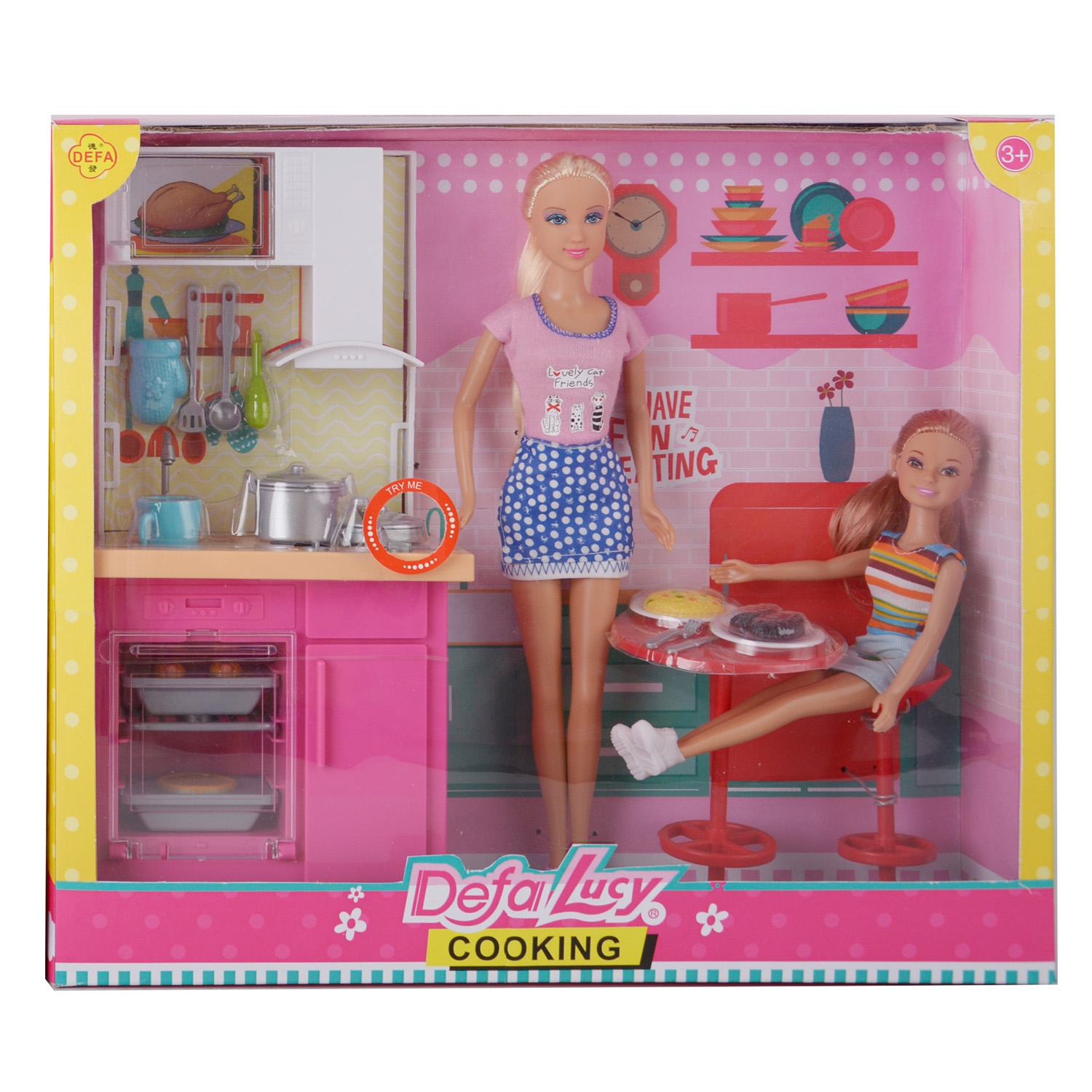 Игровой набор с куклами DEFA Lucy Обед на кухне (2 шт., 29 и 23 см, аксесс.) (Вид 1)