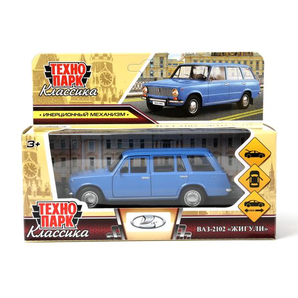 Машина металл ваз-2102 12 см, двери, багаж, инер,голубой, кор. Технопарк 2102-12-BU (Вид 1)