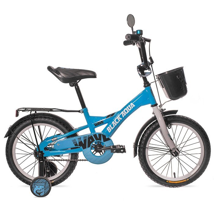 Велосипед Black Aqua Wave NEW 14 (со светящимися колесами, голубой-белый)