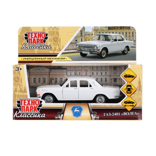 Машина металл ГАЗ-2401 ВОЛГА длина 12 см, двери, багаж, инерц, белый, кор. Технопарк 2401-12-WH (72) (Вид 1)