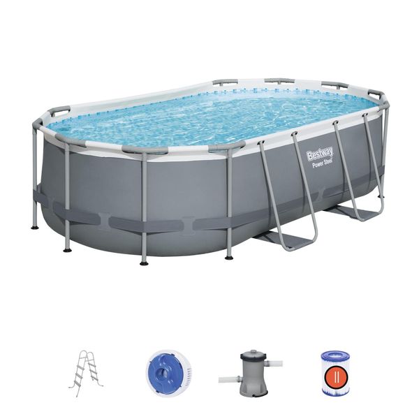Овальный бассейн с набором 427 х 250 х 100 см Арт. 56620 (в компл с фильтр-насосом, лестн,дозат) (Вид 1)