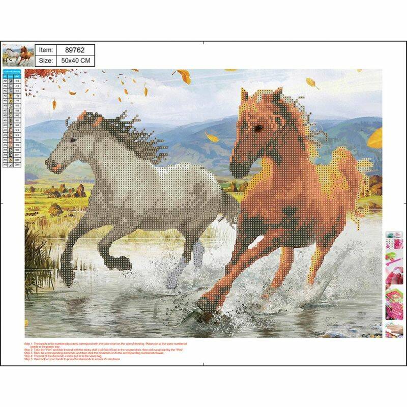 Набор ДТ Алмазная мозаика 5D Бегущие кони 40*50см частичная выкладка 89762