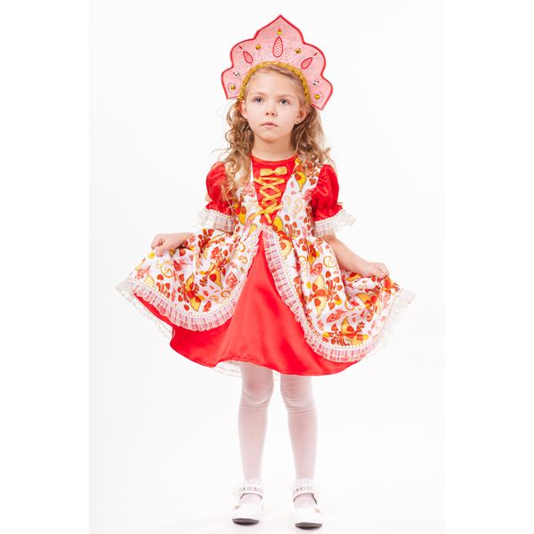 1017 к-18 Карнавальный костюм Царевна (платье, кокошник) размер 110-56